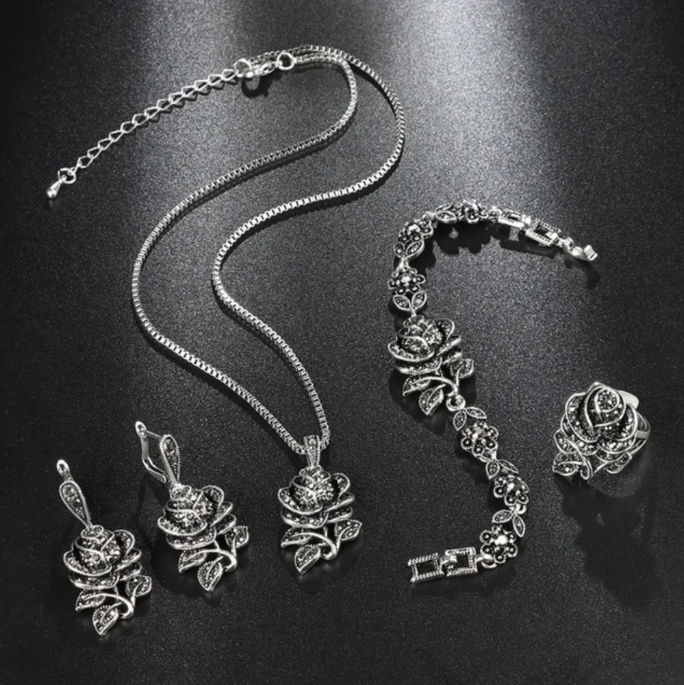 Turkish Vintage Style Jewelry Set forWomen,NEW,4Pcs,Size7,8,9WeddingHandmadeGift - Picture 4 of 12